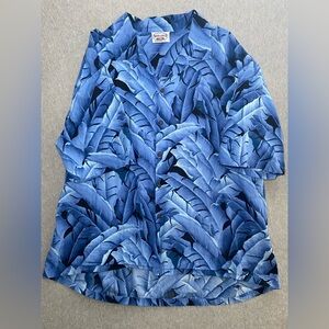 Pacific Legend Blue Tropical Palm Hawaiian Shirt Size 3XL Made In Hawaii, USA